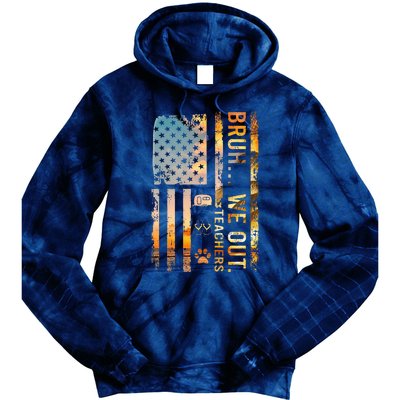 Bruh We Out Teachers Summer Camping Flip Flops Dog Usa Flag Tie Dye Hoodie