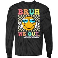 Bruh We Out Happy Last Day Of School Teacher Boy Girl Summer Tie-Dye Long Sleeve Shirt