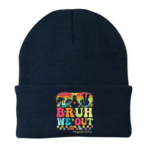 Bruh We Out Teachers Happy Last Day Of School Groovy Knit Cap Winter Beanie