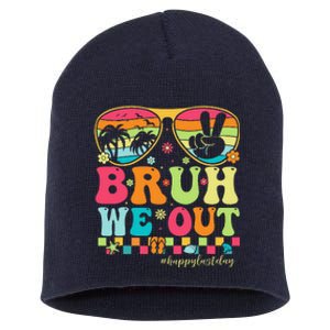 Bruh We Out Teachers Happy Last Day Of School Groovy Short Acrylic Beanie