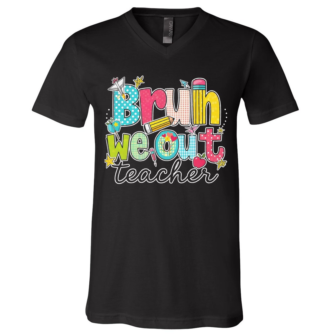 Bruh We Out Teachers End Of School Year Teacher Summer V-Neck T-Shirt