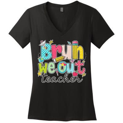 Bruh We Out Teachers End Of School Year Teacher Summer Women's V-Neck T-Shirt