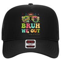 Bruh We Out Funny Last Day Of School Teacher Boy Girl Summer High Crown Mesh Back Trucker Hat