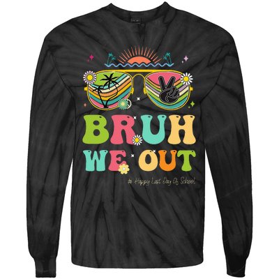 Bruh We Out Funny Last Day Of School Teacher Boy Girl Summer Tie-Dye Long Sleeve Shirt