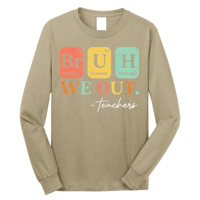 Bruh We Out Teacher Retro Vintage End Of Year Holiday Long Sleeve Shirt