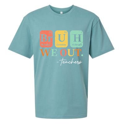 Bruh We Out Teacher Retro Vintage End Of Year Holiday Sueded Cloud Jersey T-Shirt