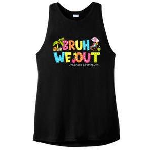 Bruh We Out Teachers Assistants Retro Palm Tree Style Ladies PosiCharge Tri-Blend Wicking Tank