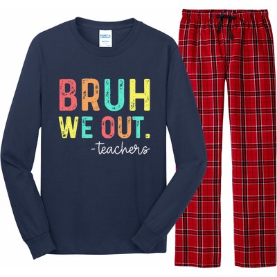 Bruh We Out Teachers Happy Last Day Of School Retro Long Sleeve Pajama Set