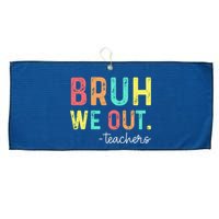 Bruh We Out Teachers Happy Last Day Of School Retro Large Microfiber Waffle Golf Towel