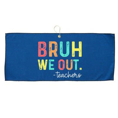 Bruh We Out Teachers Happy Last Day Of School Retro Large Microfiber Waffle Golf Towel