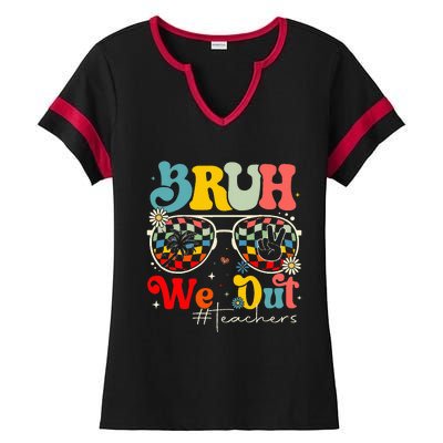 Bruh We Out Teachers End Of School Year Teacher Summer Ladies Halftime Notch Neck Tee