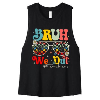 Bruh We Out Teachers End Of School Year Teacher Summer Women's Racerback Cropped Tank