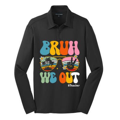 Bruh We Out Teachers End Of School Year Teacher Summer Silk Touch Performance Long Sleeve Polo