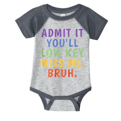 Bruh We Out Admit It Youll Low Key Miss Me Bruh Infant Baby Jersey Bodysuit