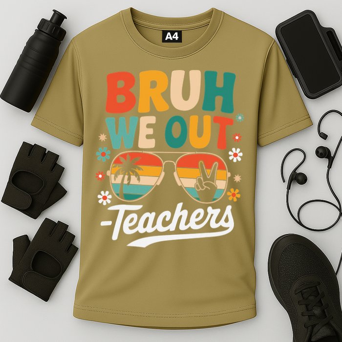 Bruh We Out Last Day Of School Funny Teacher Cooling Performance Crew T-Shirt