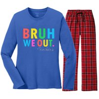 Bruh We Out Teachers Summer Last Day Of School Women's Long Sleeve Flannel Pajama Set 