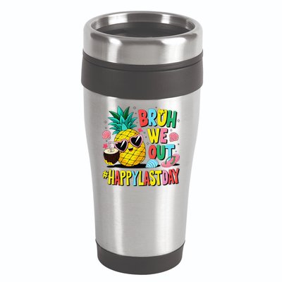 Bruh We Out Happy Last Day Of School Teacher Pineapple 16oz Travel Tumbler