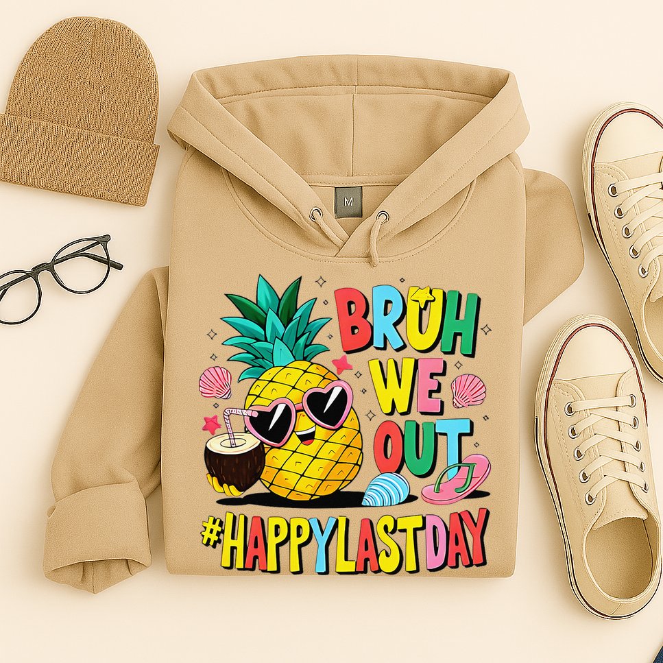 Bruh We Out Happy Last Day Of School Teacher Pineapple Hoodie