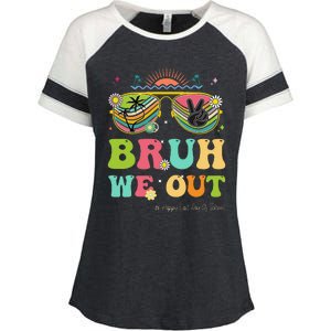 Bruh We Out Funny Last Day Of School Teacher Boy Girl Summer Enza Ladies Jersey Colorblock Tee