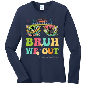 Bruh We Out Funny Last Day Of School Teacher Boy Girl Summer Ladies Long Sleeve Shirt