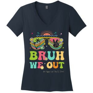 Bruh We Out Funny Last Day Of School Teacher Boy Girl Summer Women's V-Neck T-Shirt