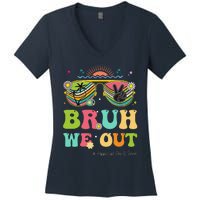 Bruh We Out Funny Last Day Of School Teacher Boy Girl Summer Women's V-Neck T-Shirt