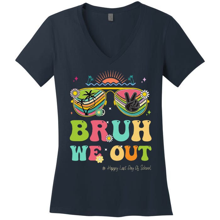 Bruh We Out Funny Last Day Of School Teacher Boy Girl Summer Women's V-Neck T-Shirt