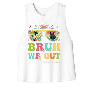 Bruh We Out Funny Last Day Of School Teacher Boy Girl Summer Women's Racerback Cropped Tank