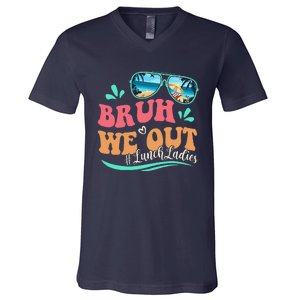 Bruh We Out Funny Last Day Of School Lunch Lady Summer V-Neck T-Shirt