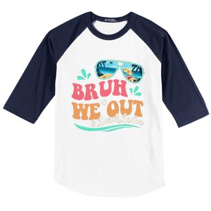 Bruh We Out Funny Last Day Of School Lunch Lady Summer Baseball Sleeve Shirt