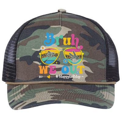 Bruh We Out Happy Last Day Of School Teacher Summer Retro Rope Trucker Hat Cap