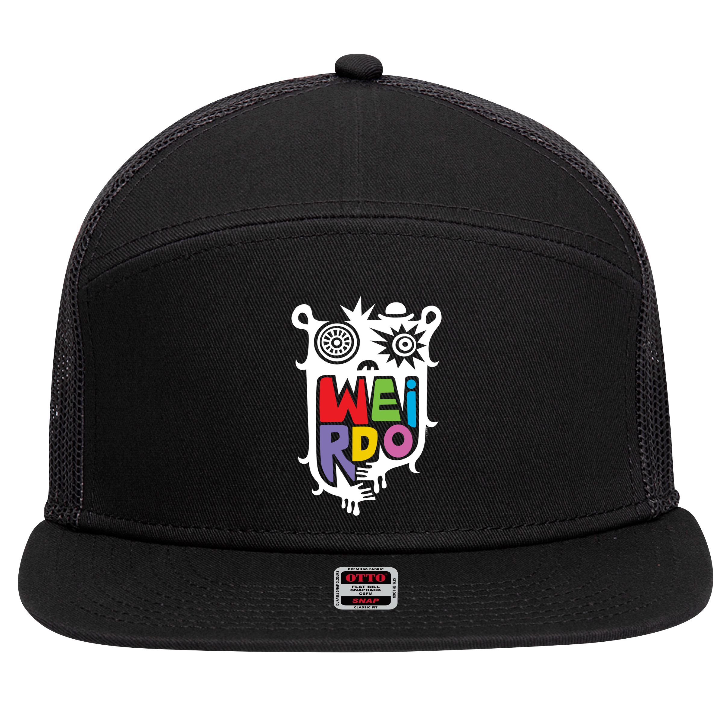 Big Weirdo On Black 7 Panel Mesh Trucker Snapback Hat