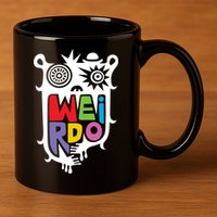 Big Weirdo On Black 11oz C Handle Ceramic Mug