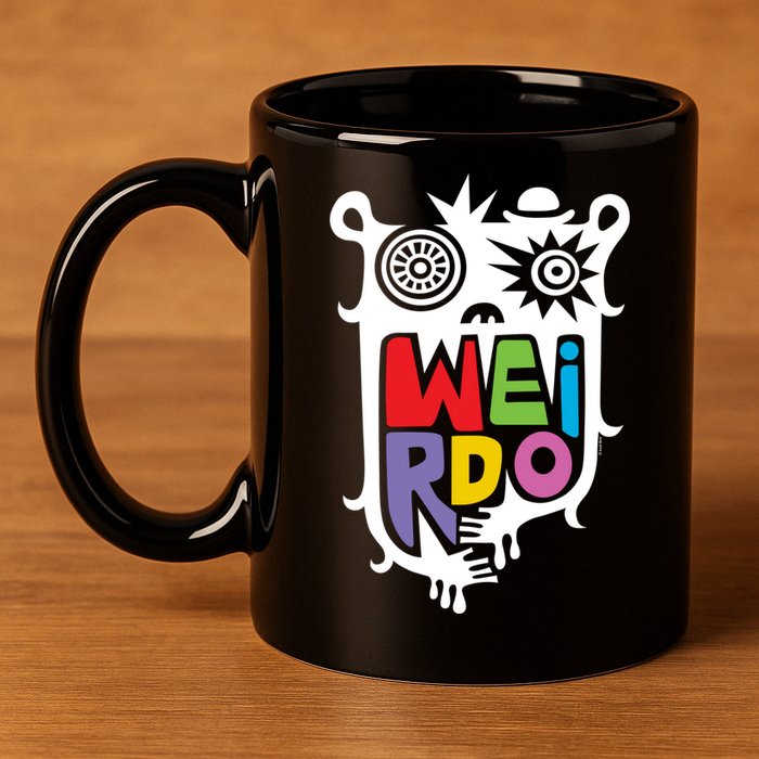 Big Weirdo On Black 11oz C Handle Ceramic Mug