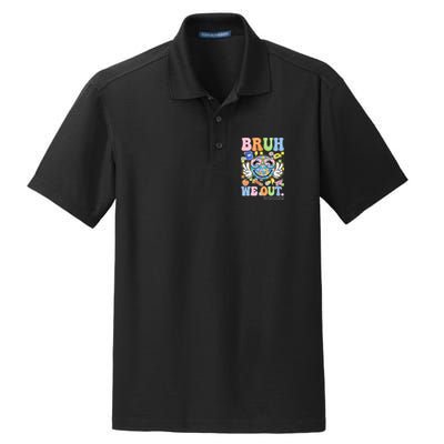Bruh We Out Floral Teacher Summer Break Last Day Of School Dry Zone Grid Polo