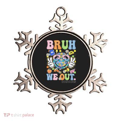 Bruh We Out Floral Teacher Summer Break Last Day Of School Metallic Star Ornament
