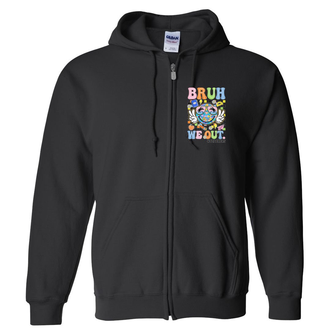 Bruh We Out Floral Teacher Summer Break Last Day Of School Full Zip Hoodie