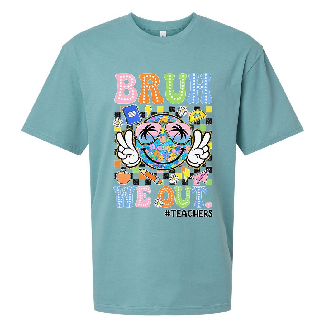 Bruh We Out Floral Teacher Summer Break Last Day Of School Sueded Cloud Jersey T-Shirt