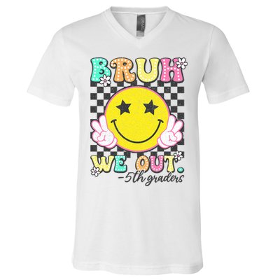 Bruh We Out 5th Graders Fifth Grade Graduation Class 2025  V-Neck T-Shirt