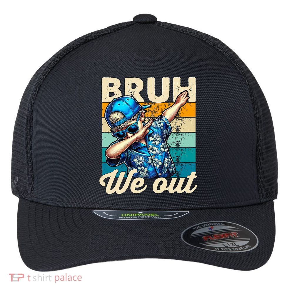 Bruh We Out Dabbing Boy Happy Last Day Of School Flexfit Unipanel Trucker Cap