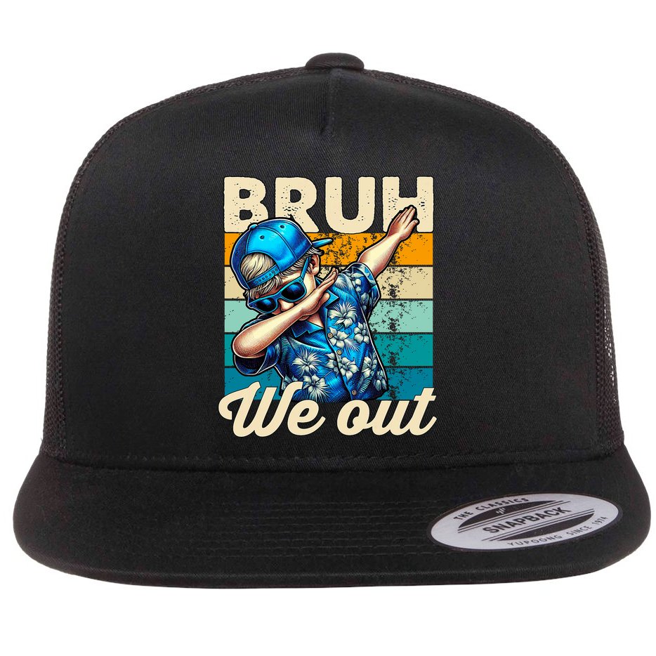Bruh We Out Dabbing Boy Happy Last Day Of School Flat Bill Trucker Hat
