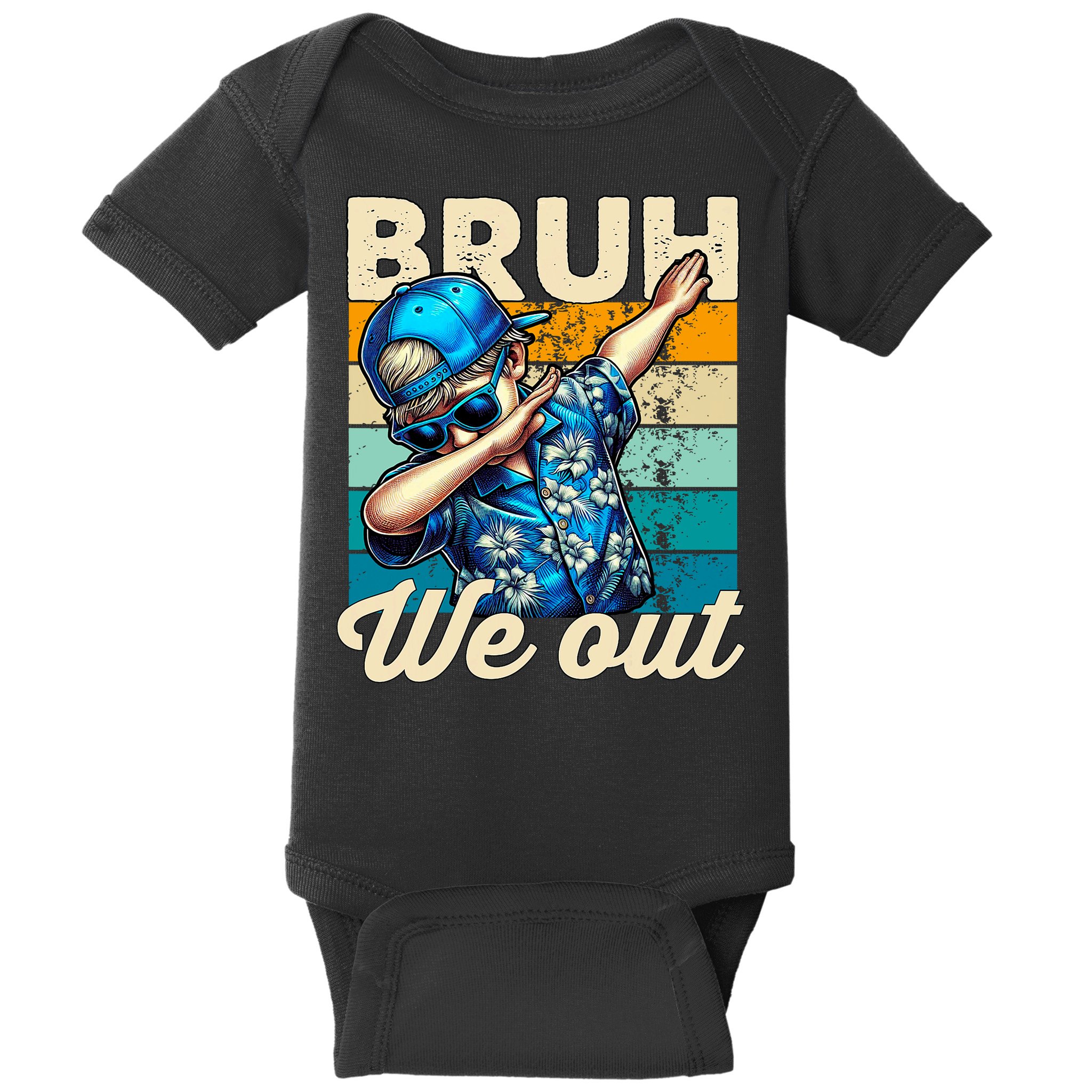 Bruh We Out Dabbing Boy Happy Last Day Of School Baby Bodysuit