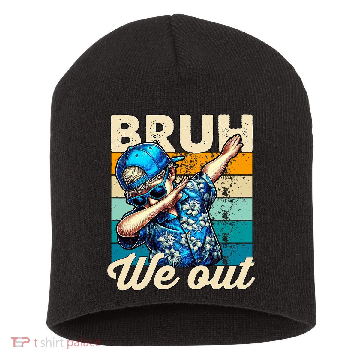 Bruh We Out Dabbing Boy Happy Last Day Of School Short Acrylic Beanie