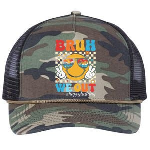 Bruh We Out Happy Last Day Of School Teacher Boy Girl Summer Retro Rope Trucker Hat Cap