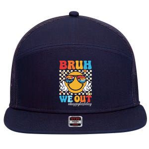 Bruh We Out Happy Last Day Of School Teacher Boy Girl Summer 7 Panel Mesh Trucker Snapback Hat