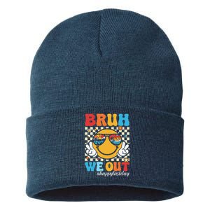 Bruh We Out Happy Last Day Of School Teacher Boy Girl Summer Sustainable Knit Beanie