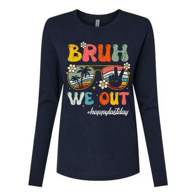 Bruh We Out Happy Last Day Of School Teacher Boy Girl Summer Womens Cotton Relaxed Long Sleeve T-Shirt