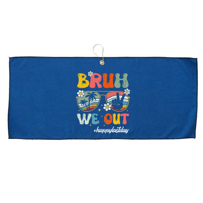 Bruh We Out Happy Last Day Of School Teacher Boy Girl Summer Large Microfiber Waffle Golf Towel