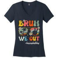 Bruh We Out Happy Last Day Of School Teacher Boy Girl Summer Women's V-Neck T-Shirt