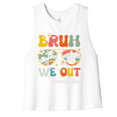 Bruh We Out Happy Last Day Of School Teacher Boy Girl Summer Women's Racerback Cropped Tank